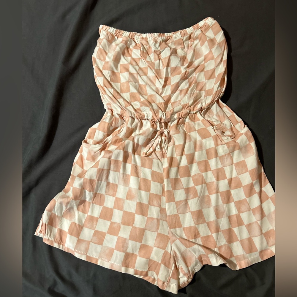 Pink checkered romper